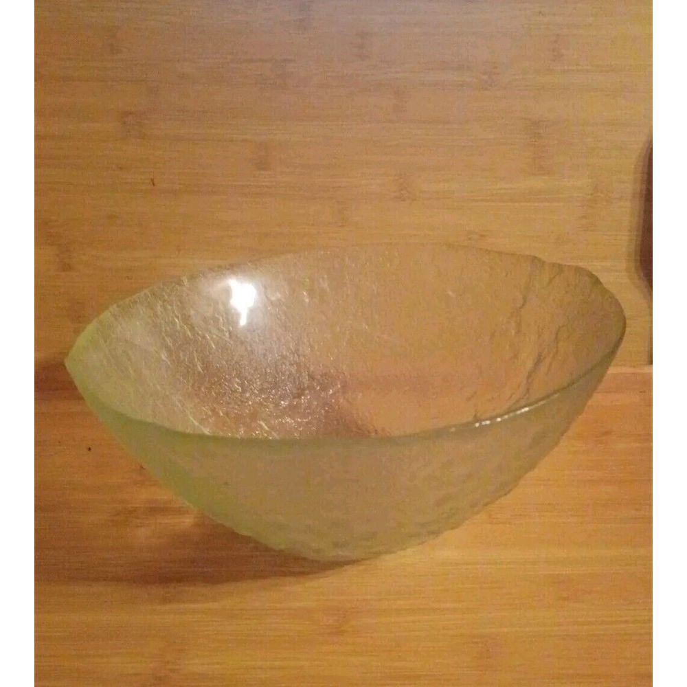 Vintage Crystal Glacier Ice‎ drip textured Round deep Serving bowl heavy clear